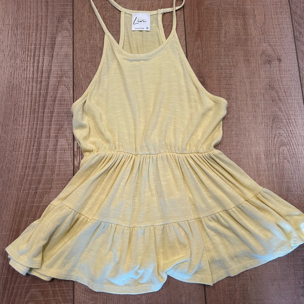 Yellow Sleeveless Ruffle Top